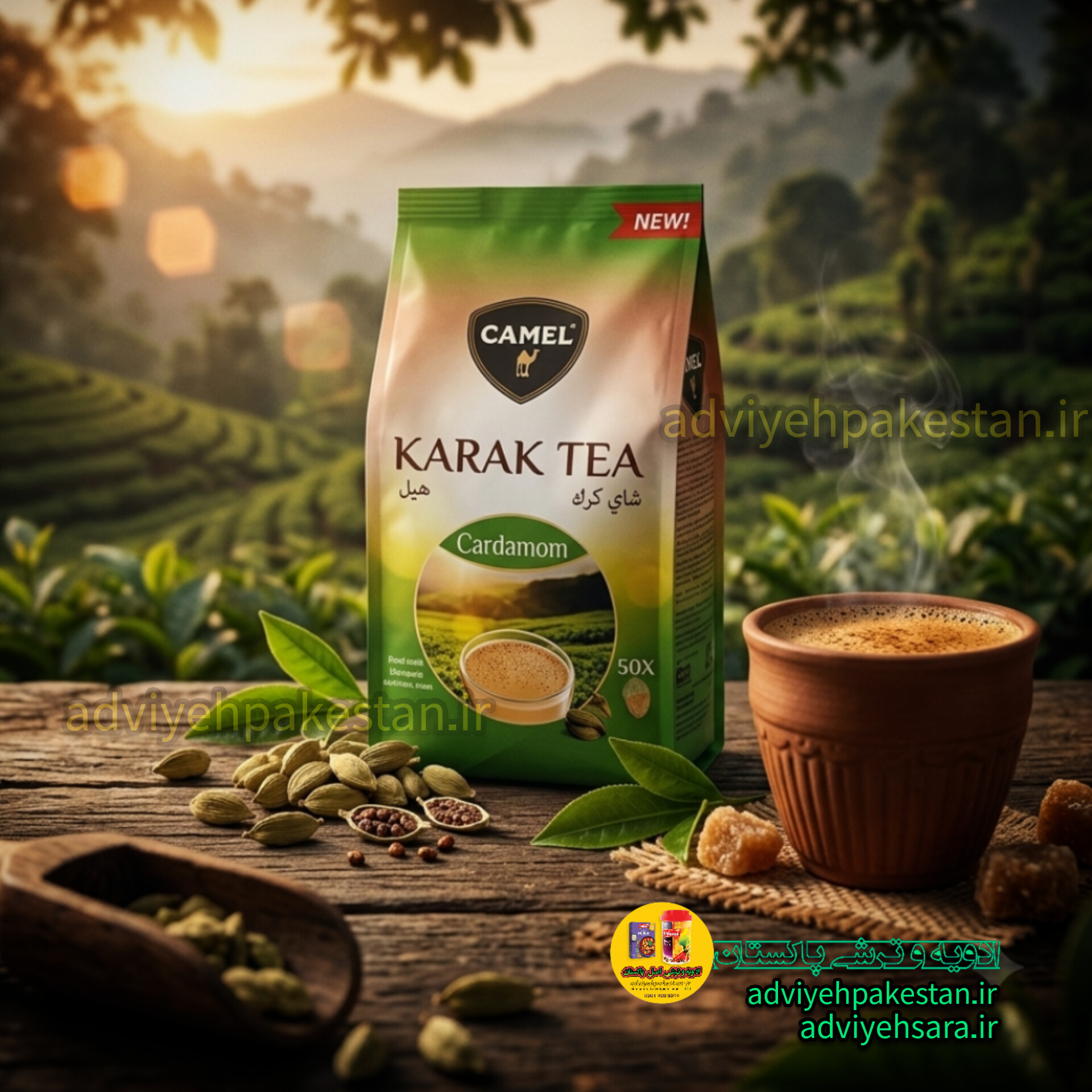 چای کرک اصلی کمل camel نیم کیلویی | Orginal Karak | با طعم هل | حاوی 25 ساشه 20 گرمی