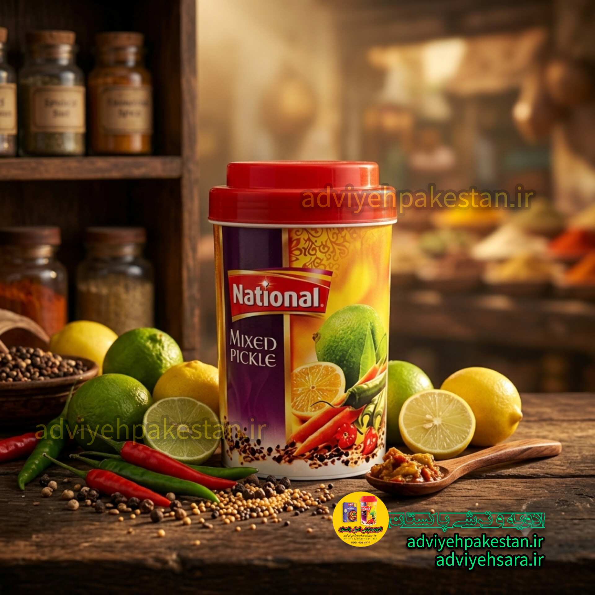 ترشی انبه میکس(مخلوط) نشنال(ناسیونال) در روغن_ اصل پاکستان_ لاکچری ۴۰۰ گرمی